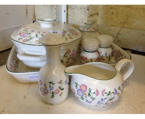 A small quantity of various Poole Pottery table and kitchen ware items including casserole and cruet from the Campden Collect