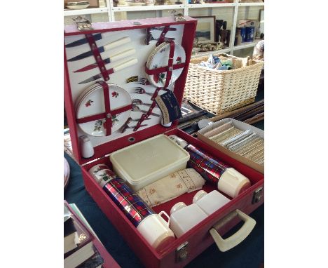 A Brexton picnic hamper and contents.