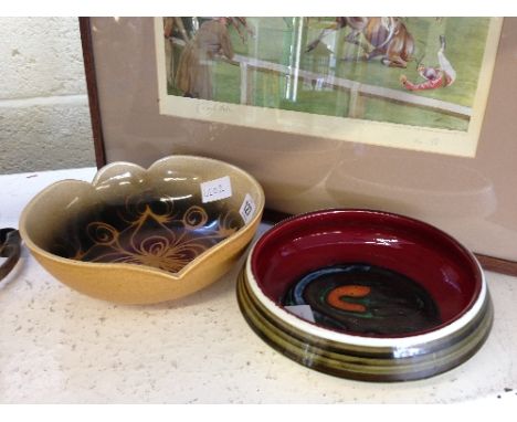 A Poole Pottery Delphis bowl, shape 88, decorated in an abstract pattern together with a Poole Pottery Contrast bowl.