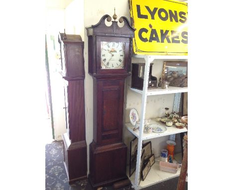 An early 19th century Yorkshire oak cased longcase clock with painted dial, inscribed Oclee, Luton (dial restored).