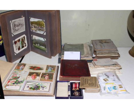 Collection of postcards, ephemera, cigarette cards and stamps including postcards of Marton/ Eston (Middlesbrough), Quinton, 