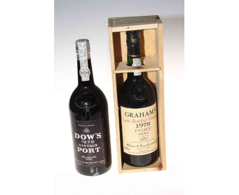 Two bottles of vintage Port; Dows 1975 and Grahams 1978.