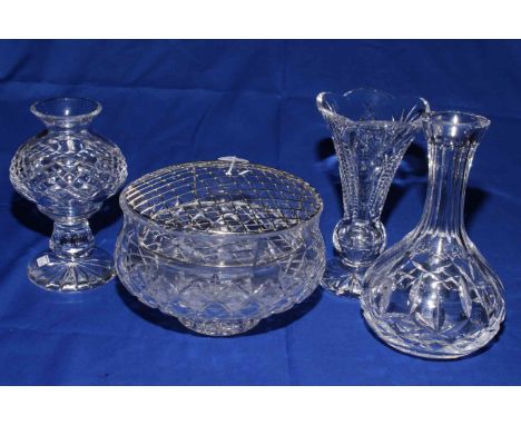 Waterford Crystal rose bowl, two vases and tea light.