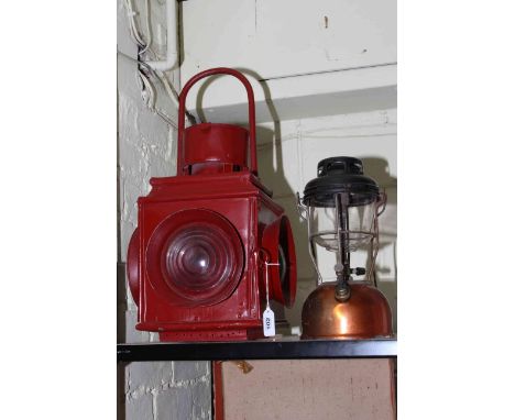 Vintage railway lamp and paraffin lamp.