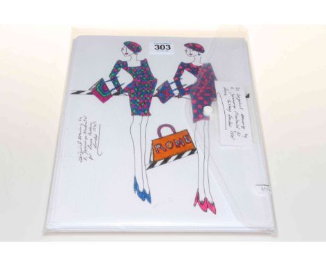 Thirty original drawings by R. Jennings, illustrator for Laura Ashley 1970's.