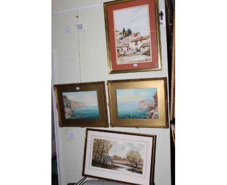 Roland Stead, pair Seascape watercolours and two signed watercolours (4).