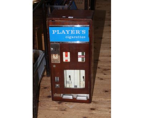 Vintage 'Player's Cigarettes' oak cabinet cigarette dispensing machine, 67cm by 30cm.