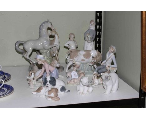 Collection of Lladro and Nao including dogs, polar bears, cattle, horses (11).