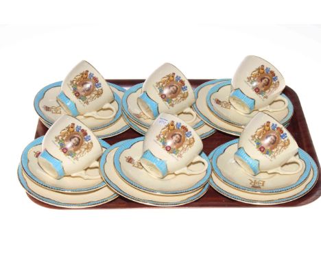 Clarice Cliff QEII Coronation eighteen piece tea set.