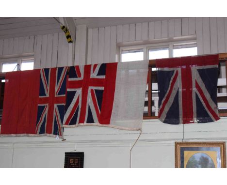 Three hand stitched vintage Naval flags.