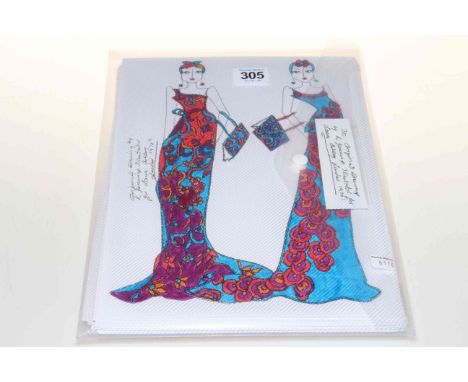 Thirty original drawings by R. Jennings, illustrator for Laura Ashley 1970's.