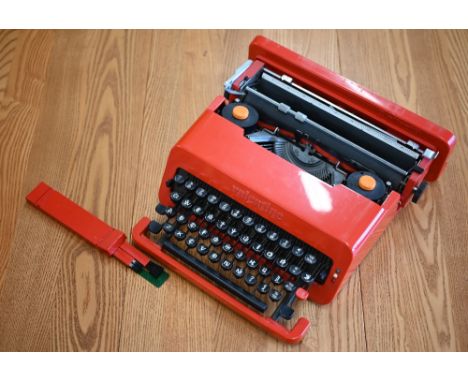 A 1960s red plastic Olivetti Valentine portable typewriter, designed by Ettore Sottsass &amp; Perry King, in original case 