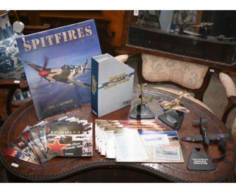 Twenty-two boxed Atlas Editions model warplanes, to/w nine unboxed examples, various 00 gauge train rolling stock etc 