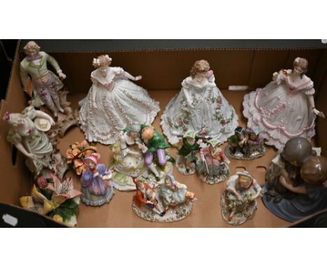 Three Royal Worcester figures - Queen of Hearts, Sweetest Valentine and The Masquerade Begins to/w a Royal Copenhagen group c