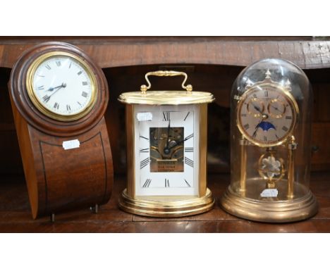 An antique French mahogany small drop-dial wall clock, 23 cm to/w a William Widdop anniversary clock with calendar dial and g