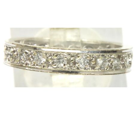 9ct white gold and diamond full eternity ring, size L, 3.1g. P&amp;P Group 1 (£14+VAT for the first lot and £1+VAT for subseq