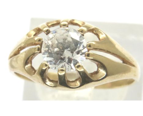 9ct gold stone set ring with pinched shank, size N/O, 2.3g. P&amp;P Group 1 (£14+VAT for the first lot and £1+VAT for subsequ