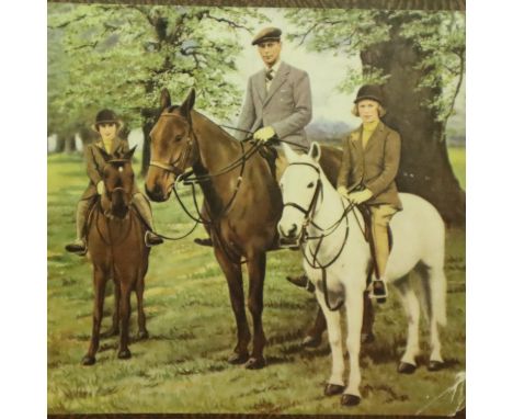 1938/39 Chad Valley jigsaw puzzle, King George VI, Princess Elizabeth and Princess Margaret, all pieces present and complete.