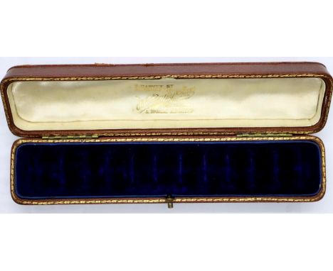 A Victorian leather jewellers sample ring box for twelve rings. P&amp;P Group 1 (£14+VAT for the first lot and £1+VAT for sub