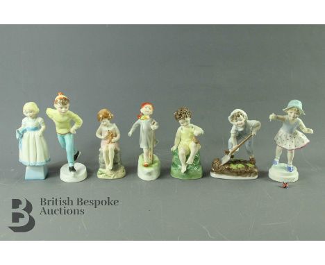 Royal Worcester figurines - Freda Doughty Days of the Week, approx 'Monday's child is fair of face' approx 17 cms h; 'Tuesday