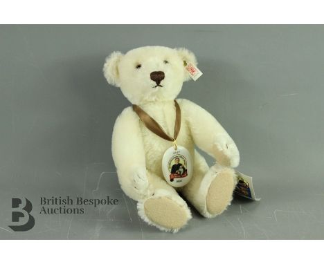 Steiff Limited Edition - white mohair teddy to commemorate 150 years since Margarete Steiff birth, approx 27 cms.