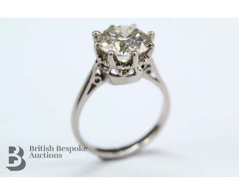 18ct white gold 3.1ct solitaire diamond ring, size K, approx 4.1 gms.&nbsp;