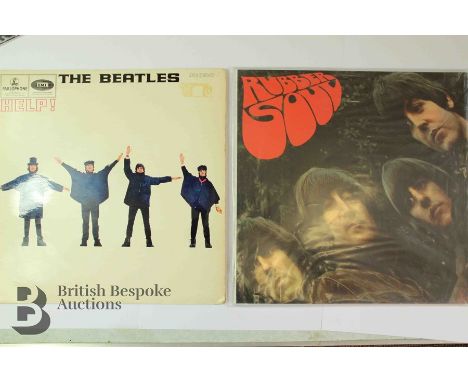 Six LP records by The Rolling Stones and The Beatles. The Rolling Stones including 'Through The Past, Darkly' Greek pressing 