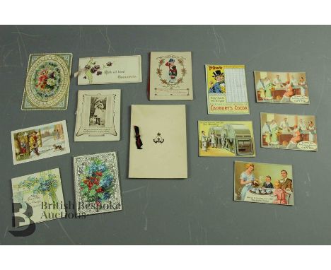 7 Vintage greeting cards (late Victoria to Edward VII) plus a 1915 Christmas card in memory of Lieut-Col Arthur Loveband and 