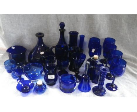 A large collection of assorted 'Bristol' blue glassware