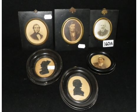 A collection of six portrait miniatures including silhouettes 