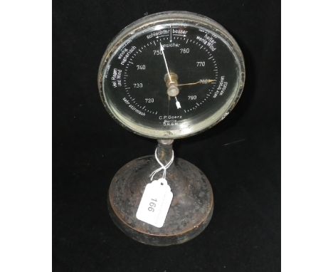 A C.P. Goerz table barometer on pedestal stand