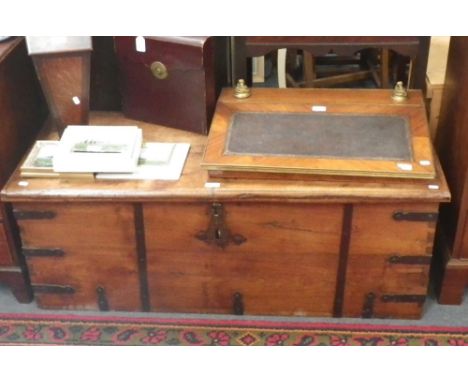 A 19th century metal bound hardwood trunk, 48" wide