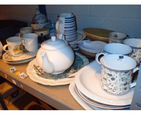 Shelf of mixed ceramics 