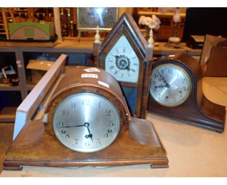 Two Napoleon mantel clocks and one Jerome shelf clock