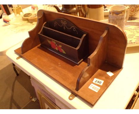 Mahogany shelf and a painted letter rack 