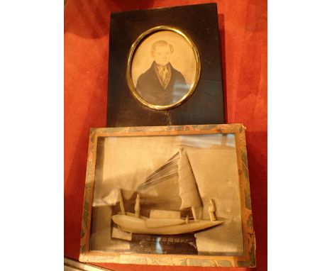 Portrait printed and a framed Oriental junk 