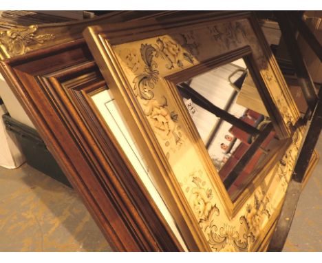 Framed oil print map and mirror