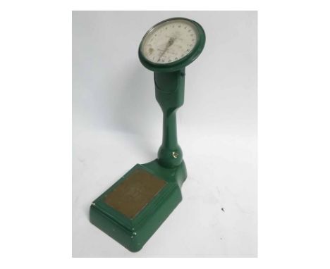 Vintage set of green painted Salters  Compact  scales, 82cms high  