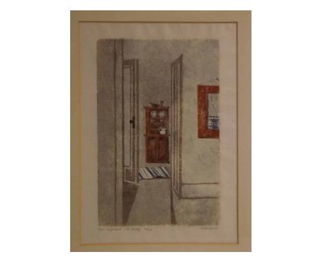 W B Hansen, signed and dated  84 in pencil to margin, limited edition (76/125) coloured etching/aquatint,  Red cupboard with 