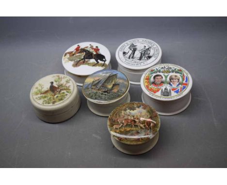 Mixed Lot: pot lids to include Prince Charles and Lady Diana Spencer commemorative, a further Army & Navy Stores reproduction