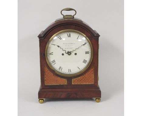 A Regency mahogany Bracket Clock with circular dial inscribed Handley &amp; Moore, Clerkenwell, London, with brass fish scale