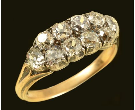 A Victorian Diamond Ring pavé-set ten old-cut stones, ring size Q