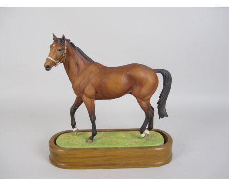 A Royal Worcester Equestrian Model of "Nijinsky 1971" modelled by Doris Lindner on wooden base, accompanied by leather framed