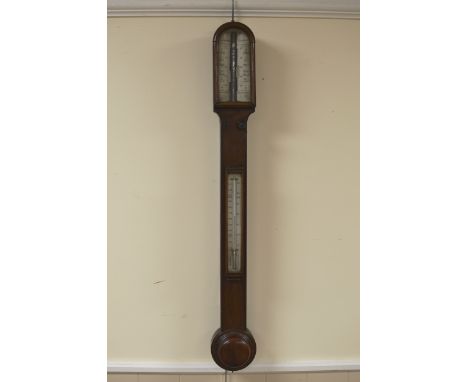 A 19th Century Stick Barometer and Thermometer with ivory dial inscribed Dolland, London