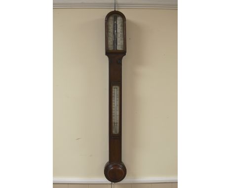 A 19th Century Stick Barometer and Thermometer with ivory dial inscribed Dolland, London