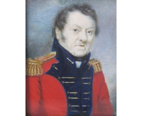 JAMES SCOVELL (fl.1815-1840)Portrait miniature of Lt. Colonel Booth, Royal Engineers, quarter-length, wearing uniform; and Po