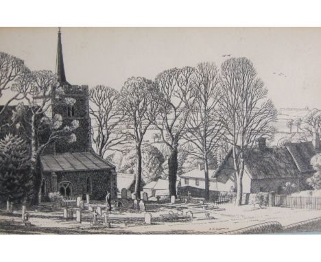 ‡STANLEY R BADMIN RWS RE FSIA (1906-1989)Henham, Essex; and Wendens Ambo, Essexsigned 'S.R. Badmin' (lower right)pen and ink 