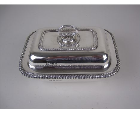 A George V small silver Entrée Dish and Cover with gadroon rims, lion mask and ring handles, Birmingham 1921, maker: Elkingto