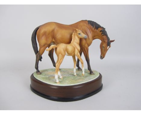 A Royal Worcester Limited Edition Equestrian Model "Prince's Grace" modelled by Doris Lindner on wooden base, accompanied by 
