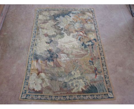 A Brussells Tapestry depicting exotic birds amongst trees, 5ft 6in x 8ft